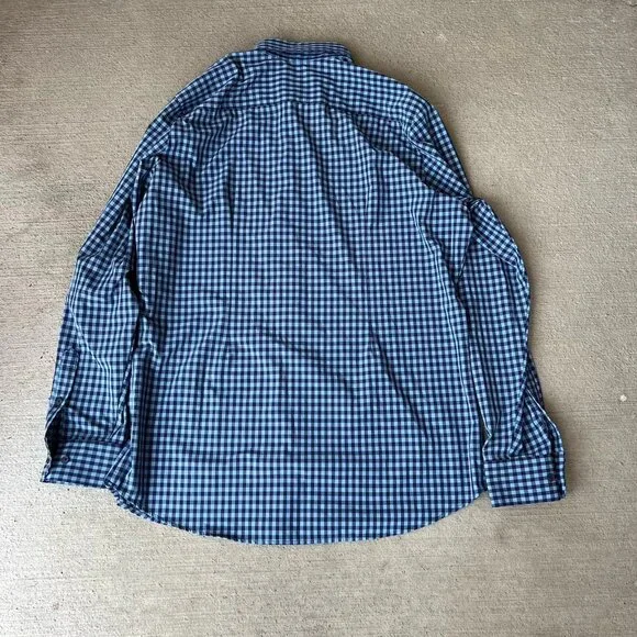 Mizzen + Main Men’s Navy Quilted Full Zip Vest Gilet & Plaid Button Down XXL